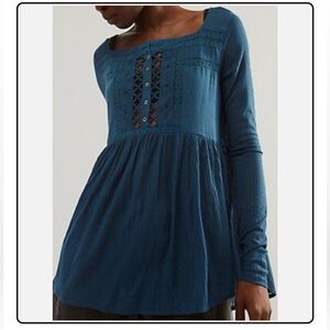Free People PRETTY PLEASE Lace Tunic Top